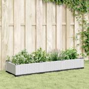 vidaXL Plantekasse med plugger hvit 125x40x28,5 cm PP