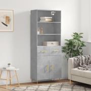 vidaXL Highboard betonggrå 69,5x34x180 cm konstruert tre