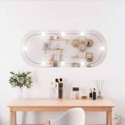 vidaXL Veggspeil med LED-lys 40x90 cm glass oval