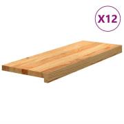 vidaXL Trappetrinn 12 stk lysebrun 70x30x2 cm heltre eik