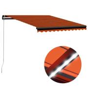 vidaXL Manuell uttrekkbar markise med LED 350x250 cm oransje og brun