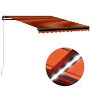 vidaXL Manuell uttrekkbar markise med LED 300x250 cm oransje og brun