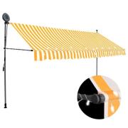 vidaXL Manuell uttrekkbar markise med LED 400 cm hvit og oransje