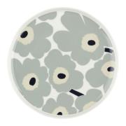 Marimekko Unikko tallerken 25 cm, hvit/grå/sand/blå