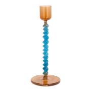 Villa Collection - Styles lysestake glass 7,4x16,3 cm blå/amber