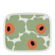 Marimekko - Oiva Unikko asjett rektangulær 15x12 cm hvit/sage/oransje/...