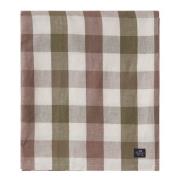 Lexington - Rutete lin/bomulls duk 150x350 cm oliven/hvit/brun