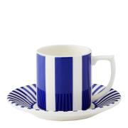 Spode - Steccato espressokopp & fat 9 cl koboltblå