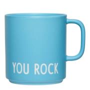 Design Letters - Favourite kopp med hank YOU ROCK 25 cl swim cap blue