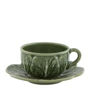 Bordallo Pinheiro - Cabbage kopp 30 cl med skål 15 cm kål grønn