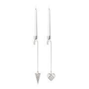 Georg Jensen - Jul 2025 lysestake 2 stk hjerte og kremmerhus sølv