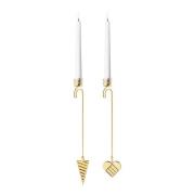 Georg Jensen - Jul 2025 lysestake 2 stk hjerte og kremmerhus gull