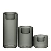 Kosta Boda - Happy lyslykt 6,8/10,5/15 cm 3 stk antracit