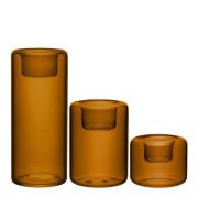 Kosta Boda - Happy lyslykt 6,8/10,5/15 cm 3 stk rav