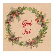 Ambiente - Serviett 33x33 cm 20 stk God Jul julekrans natur