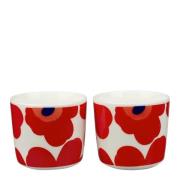 Marimekko - Oiva Unikko kopp 20 cl 2 stk hvit/rød