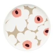 Marimekko - Oiva Unikko tallerken 20 cm hvit/vinrød
