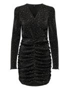 Onlnelly L/S Shine Wrap Dress Cs Jrs Kort Kjole Black ONLY