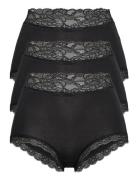 Brief 3 Pack Emelie Lace High Hipstertruse Undertøy Black Lindex