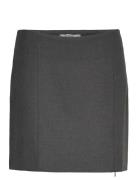 Side Zipper Mini Skirt Kort Skjørt Grey Mango