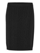 Crdela Knit Skirt Knelangt Skjørt Black Cream