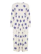 Butterfly Print Flared Long Dress Knelang Kjole White Bobo Choses