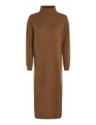 Md Wool Cash Roll-Nk Midi Dress Knelang Kjole Brown Tommy Hilfiger