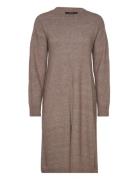 Vmphillis Ls O-Neck Slit Dress Ga Boo Knelang Kjole Brown Vero Moda