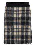 Plaid Alpaca-Blend Miniskirt Knelangt Skjørt Black Polo Ralph Lauren