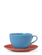 Rhombe Color Tea Cup With Matching Saucer 39 Cl Blue/Terraco Home Tabl...