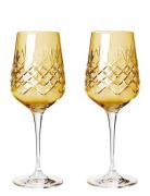 Crispy Citrine Madame - 2 Pcs Home Tableware Glass Wine Glass Yellow F...