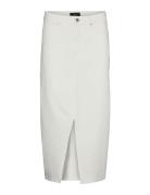 Vmveri Hr Calf Denim Skirt Ga Mix Noos Knelangt Skjørt White Vero Moda