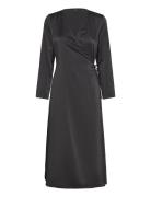 Onlthalia L/S Wrap Midi Dress Bf Ptm Knelang Kjole Black ONLY