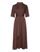 Harpergz Knot Long Dress Knelang Kjole Brown Gestuz