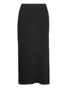 Rib A-Line Skirt Knelangt Skjørt Black Davida Cashmere