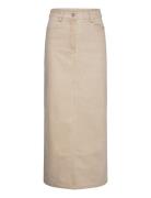 Slvisti Denim Skirt Knelangt Skjørt Beige Soaked In Luxury