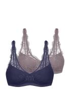 Amaya-2Pp Bralette Lingerie Bras & Tops Soft Bras Bralette Navy Dorina