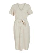 Viprisilla S/S V-Neck Midi Dress Knelang Kjole Cream Vila