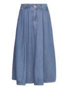 Denim A-Line Skirt Knelangt Skjørt Blue BOSS