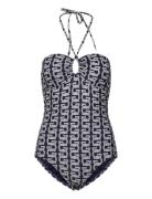 G Pattern Swimsuit Badedrakt Badetøy Blue GANT