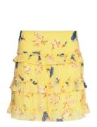 Floral Ruffle-Trim Georgette Miniskirt Kort Skjørt Yellow Lauren Ralph...