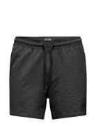 Onsted Life Solid Seersucker Swim Noos Badeshorts Black ONLY & SONS