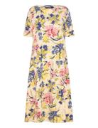 Floral Stretch Cotton Midi Dress Knelang Kjole Multi/patterned Lauren ...