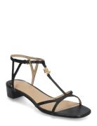 Fallon Nappa Leather Sandal Flate Sandaler Black Lauren Ralph Lauren