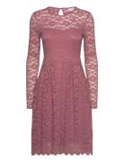 Vikalila L/S Lace Dress - Noos Knelang Kjole Pink Vila