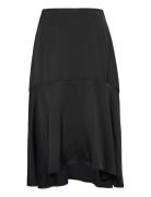 Bonnie Midi Skirt With Frill Knelangt Skjørt Black Malina