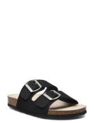 Biaolivia Sandal Suede Flate Sandaler Black Bianco