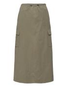 Midi-Skirt With Cargo Pockets Knelangt Skjørt Khaki Green Mango