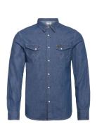 Ls Western Shirt Tops Shirts Casual Navy Wrangler