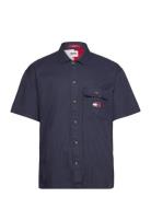 Tjm Classic Solid Ss Overshirt Tops Overshirts Navy Tommy Jeans